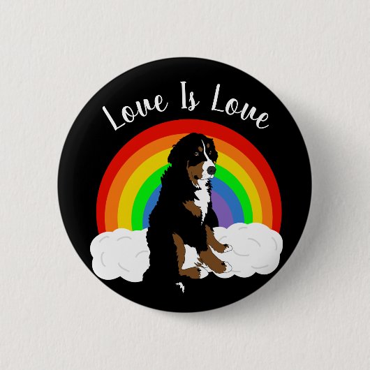 Berner Hundehund-Gay Pride individuell anpassbar Button (Vorderseite)