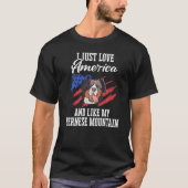 Berner Hundelandzucht Hund-Usa-Flagge T-Shirt (Vorderseite)