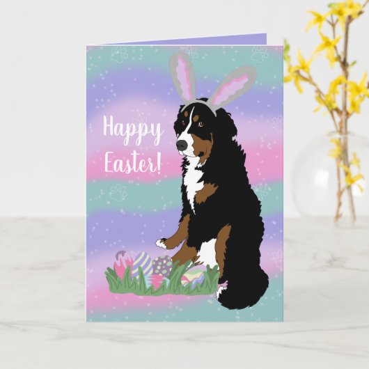 Berner-Hundeschicht-Osterfeier Karte (Gelbe Blume)