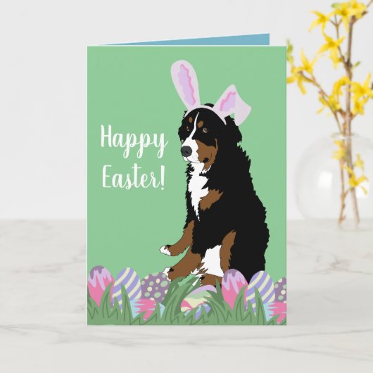 Berner-Hundeschicht-Osterfeier Karte (Gelbe Blume)