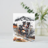Berner Hundetour im Gebirge Postkarte (Stehend Vorderseite)