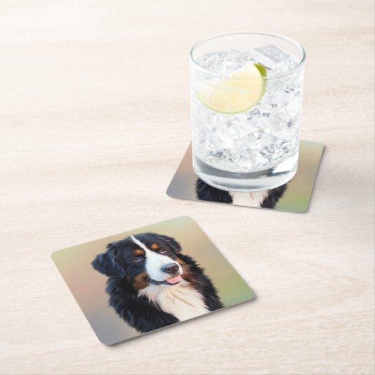Berner Hundkunst Rechteckiger Pappuntersetzer (Vor Ort)