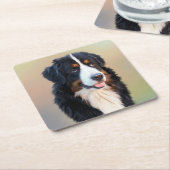 Berner Hundkunst Rechteckiger Pappuntersetzer (angewinkelt)