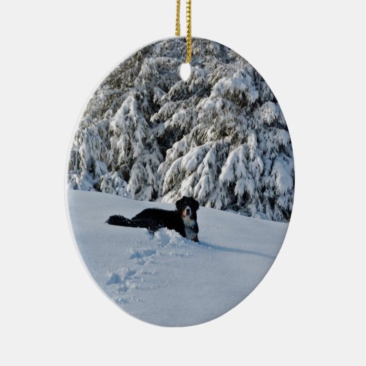 Berner im Schnee Keramik Ornament (Rechts)