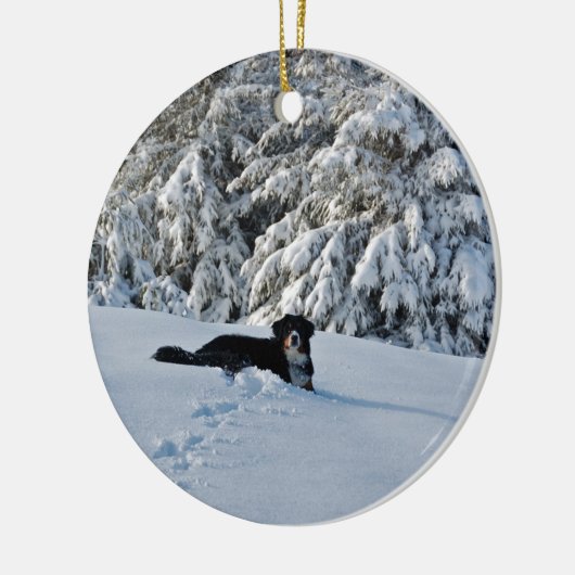 Berner im Schnee Keramik Ornament (Links)