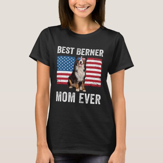 Berner Mama American Flag Dog Eigentümer Bernese M T-Shirt (Vorderseite)