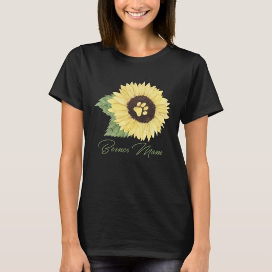 Berner Mom Bernese Mountain Mama Dog Sunflower T-Shirt (Vorderseite)
