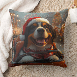 Berner Sennenhund Achterbahn Weihnachten  Kissen