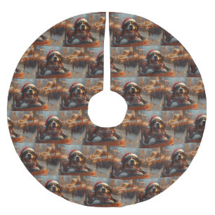 Berner Sennenhund Achterbahn Weihnachten  Polyester Weihnachtsbaumdecke