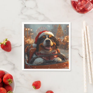 Berner Sennenhund Achterbahn Weihnachten  Serviette