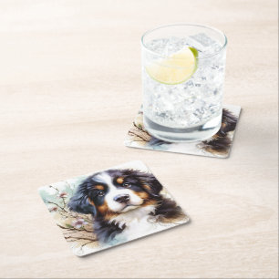 Berner Sennenhund AI Welpe  Rechteckiger Pappuntersetzer