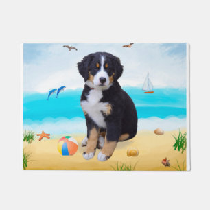 Berner Sennenhund am Strand Fußmatte