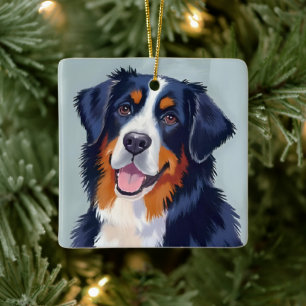 Berner Sennenhund   Aquarellmalerei Keramikornament
