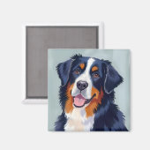 Berner Sennenhund | Aquarellmalerei Magnet (Vorderseite/Rückseite)