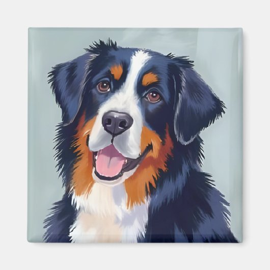 Berner Sennenhund | Aquarellmalerei Magnet (Vorne)