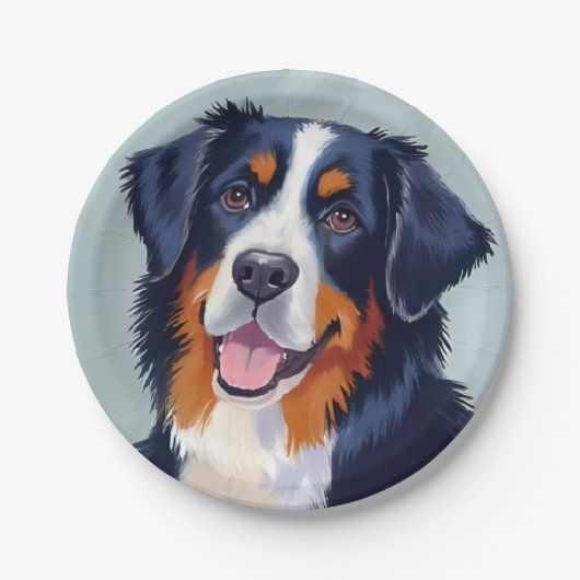 Berner Sennenhund | Aquarellmalerei Pappteller (Vorderseite)