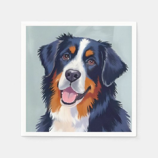 Berner Sennenhund | Aquarellmalerei Serviette (Vorderseite)