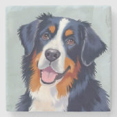 Berner Sennenhund | Aquarellmalerei Steinuntersetzer (Vorderseite)