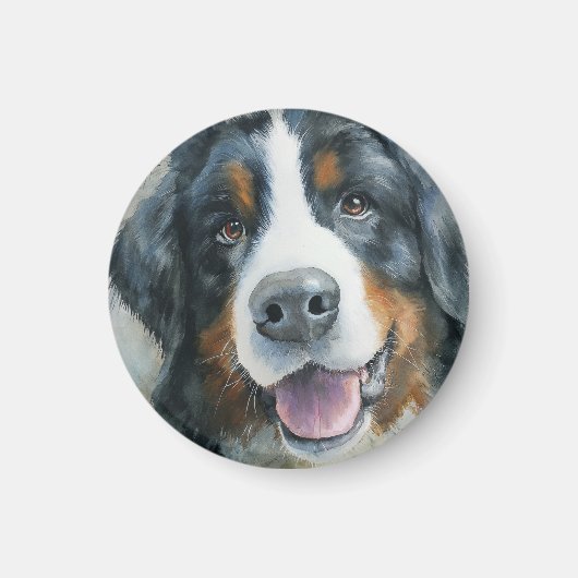 Berner Sennenhund Aquarellporträt Magnet (Vorne)