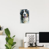 Berner Sennenhund Aquarellporträt Poster (Heimbüro)