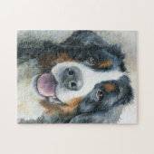 Berner Sennenhund Aquarellporträt Puzzle (Horizontal)