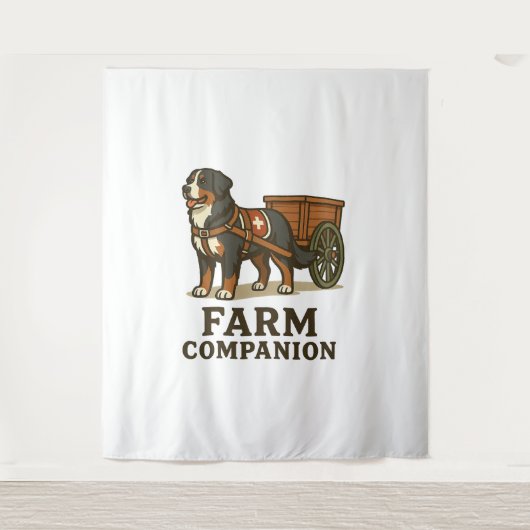 Berner Sennenhund arbeitender Hofbegleiter Wandteppich (Vorderseite)