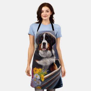 Berner Sennenhund auf einem Paddel: Ein landschaft Schürze