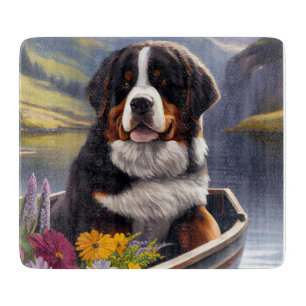 Berner Sennenhund auf einem Paddle: Ein landschaft Schneidebrett