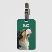 Berner Sennenhund auf grünem Hintergrund Gepäckanhänger (Vorderseite Vertikal)