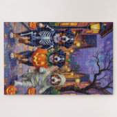Berner Sennenhund beim Halloween-Süßigkeiten-Samme Puzzle (Horizontal)