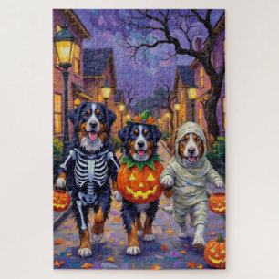 Berner Sennenhund beim Halloween-Süßigkeiten-Samme Puzzle