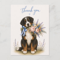 Berner Sennenhund Blumenstrauß Dankeschön