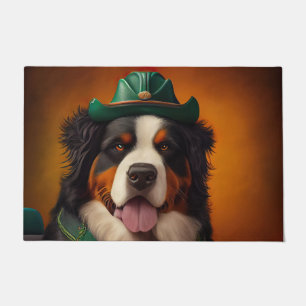 Berner Sennenhund fährt Fahrrad am St. Patrick's D Fußmatte
