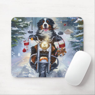 Berner Sennenhund fährt Motorrad Weihnachten Mousepad