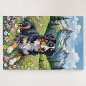 Berner Sennenhund Frühlingstalpine Wiese Puzzle (Horizontal)