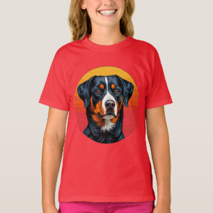 Berner Sennenhund gegen warme Sonnenuntergang-Farb T-Shirt
