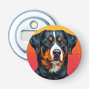 Berner Sennenhund gegen warme Sonnenuntergangsfarb Flaschenöffner