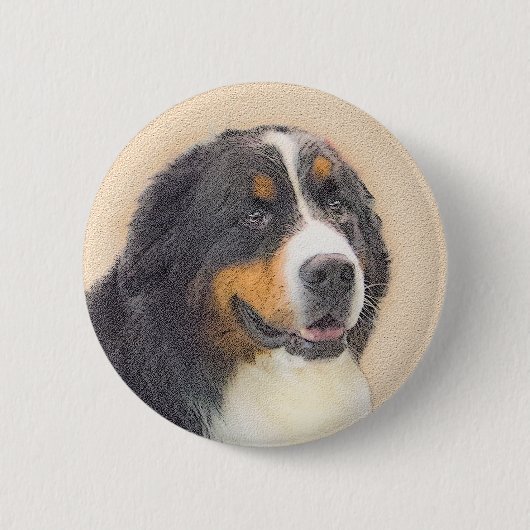Berner Sennenhund Gemälde - Originale Hundekunst Button (Vorderseite)