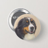 Berner Sennenhund Gemälde - Originale Hundekunst Button (Vorne & Hinten)