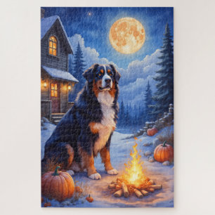 Berner Sennenhund Gespenstisches Dorf Halloween-Ku Puzzle