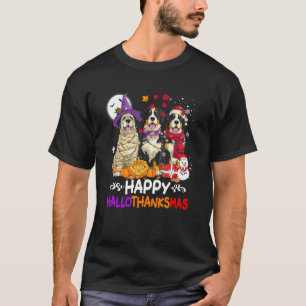 Berner Sennenhund Hallothanksmas Halloween Dankfes T-Shirt