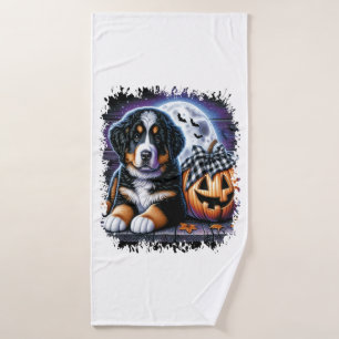 Berner Sennenhund Halloween Badehandtuch