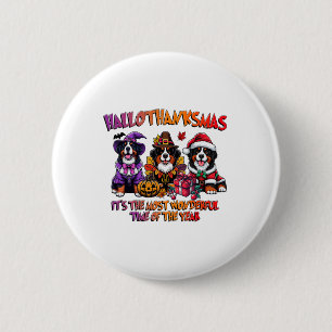 Berner Sennenhund Halloween Erntedankfest Weihnach Button