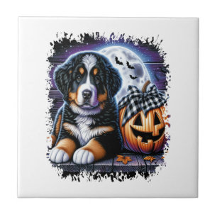 Berner Sennenhund Halloween Fliese