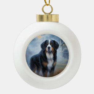 Berner Sennenhund Halloween Gruselig Keramik Kugel-Ornament