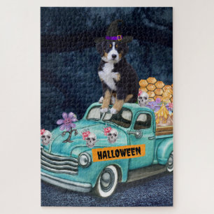 Berner Sennenhund Halloween-LKW Gruselige Nacht Puzzle