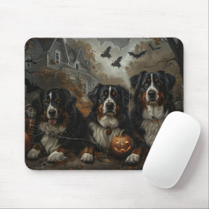 Berner Sennenhund Halloween Nacht Hundevergnügen Mousepad