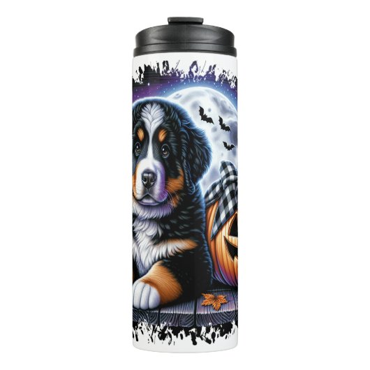 Berner Sennenhund Halloween Thermosbecher (Vorderseite)