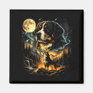 Berner Sennenhund heult Mond vintage 90er Hund Magnet