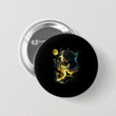 Berner Sennenhund heult zum Mond Fantasy-Hund Button (Vorne & Hinten)